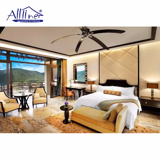 高品質の木製ベッドセット、モダンなカスタム商業ホテル家具