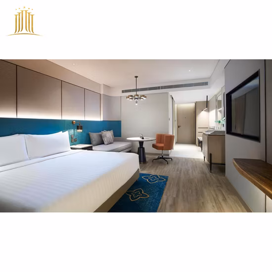 高品質の5つ星ヒルトンリゾートホテルの寝室の家具セット、キングベッドのゲストスイート、カスタムメイドの高級ホテルの家具