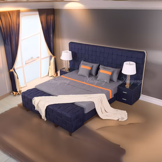 華陽カスタムフラットベッドダブルベッドルーム、モダンなホテル家具付きホット