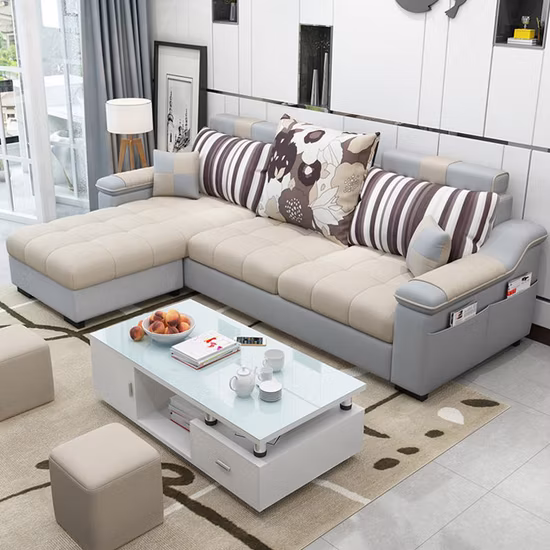格安ソファリビングルームソファL字型ソファモダンで快適なファブリックソファ家具セット